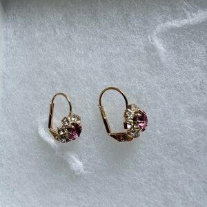 Elegant Pink and Gold Crystal Earrings